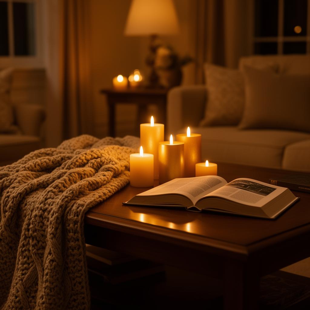 Candles in a cozy living room